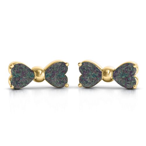 Adorable Bow Earrings – 10K Yellow Gold with Alexandrite