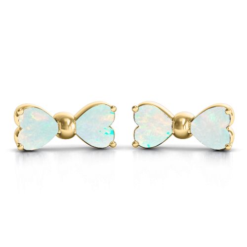 Adorable Bow Earrings – 10K Yellow Gold with Opal