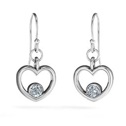 Dangling Heart Gemstone Earrings