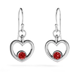 Dangling Heart Gemstone Earrings in 925 Sterling Silver with Garnet