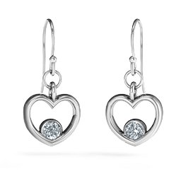 Dangling Heart Gemstone Earrings in 925 Sterling Silver with Diamond
