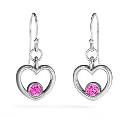 Dangling Heart Gemstone Earrings in 925 Sterling Silver with Pink Tourmaline