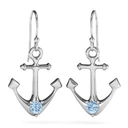 Gemstone Anchor Earrings