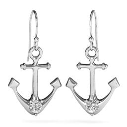 Gemstone Anchor Earrings