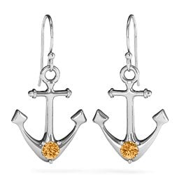Gemstone Anchor Earrings