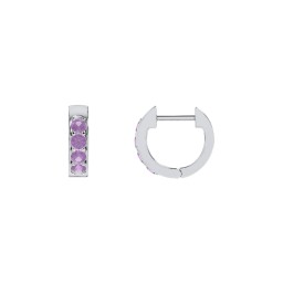 Personalized Gemstone Huggie Earrings in 925 Sterling Silver with Amethyst