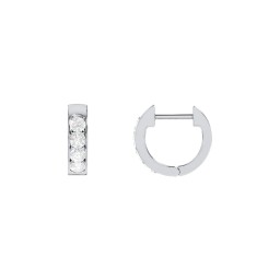 Personalized Gemstone Huggie Earrings in 925 Sterling Silver with Diamond
