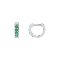Personalized Gemstone Huggie Earrings in 925 Sterling Silver with Emerald