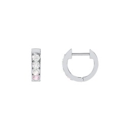 Personalized Gemstone Huggie Earrings in 925 Sterling Silver with Diamond, Cubic Zirconia, and Pink Tourmaline