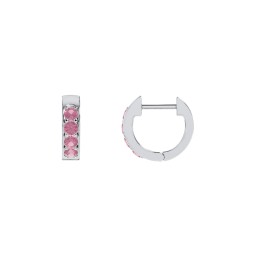 Personalized Gemstone Huggie Earrings in 925 Sterling Silver with Pink Tourmaline