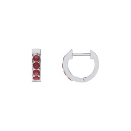 Personalized Gemstone Huggie Earrings in 925 Sterling Silver with Garnet