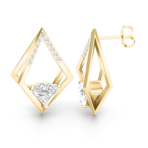 Optical Elegance Earrings – 10K Yellow Gold with White Premium Zirconia