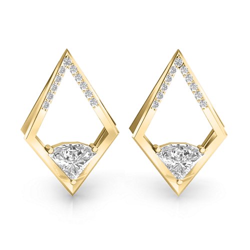 Optical Elegance Earrings – 10K Yellow Gold with White Premium Zirconia