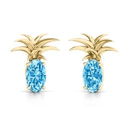 Oval Stone Pineapple Earrings