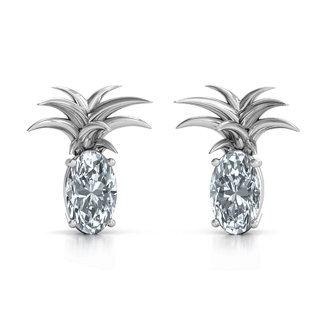 Oval Stone Pineapple Earrings
