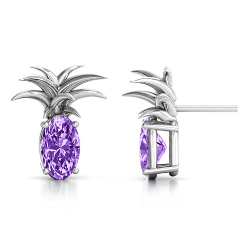 Oval Stone Pineapple Earrings