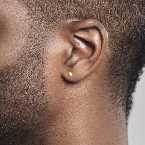 Engravable Square Disc Single Stud – Sterling Silver