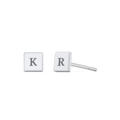 Engravable Square Disc Studs Earrings – Sterling Silver