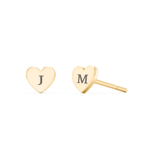 Heart Shape Stud Earrings – 10K Yellow Gold