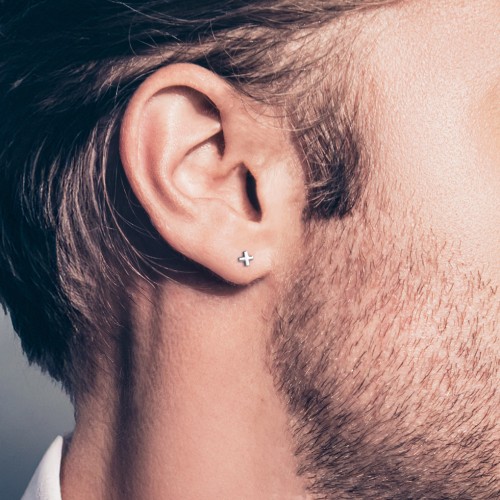 X Shaped Single Stud – Sterling Silver
