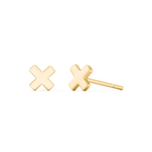 X Shaped Stud Earrings – 10K Yellow Gold