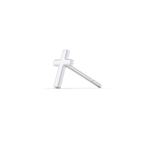 Cross Shape Single Stud – Sterling Silver