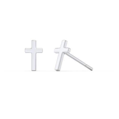 Cross Shape Stud Earrings – Sterling Silver