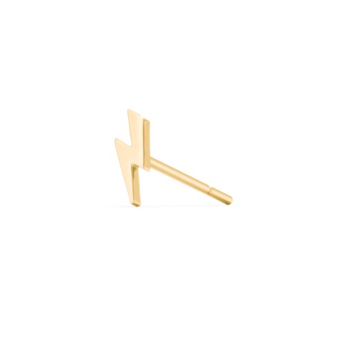 Lightning Bolt Shape Single Stud – 14K Yellow Gold