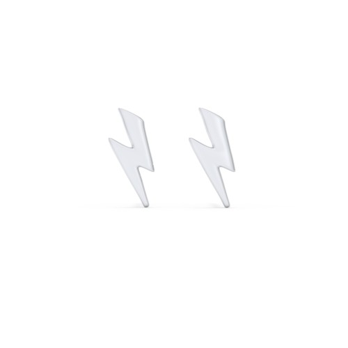 Lightning Bolt Shape Stud Earrings – Sterling Silver