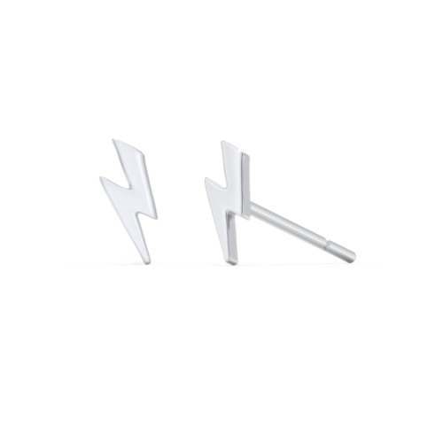 Lightning Bolt Shape Stud Earrings – Sterling Silver