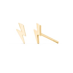 Lightning Bolt Shape Stud Earrings in 10K Solid Yellow Gold