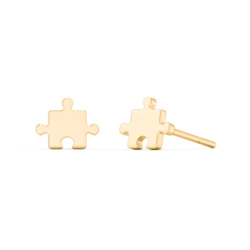 Jigsaw Puzzle Shape Stud Earrings – 10K Yellow Gold