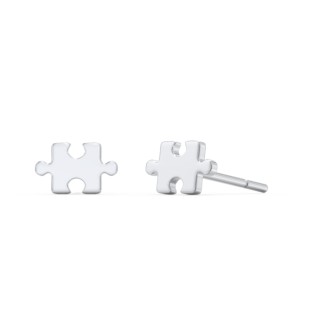 Sterling Silver Puzzle Piece Shape Stud Earrings Jewlr