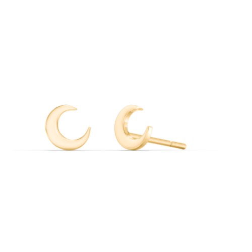 Moon Stud Earrings – 10K Yellow Gold