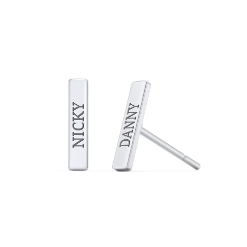 Engravable Petite Bar Stud Earrings – Sterling Silver