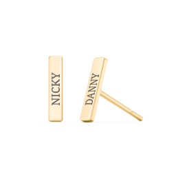 Engravable Petite Bar Stud Earrings in 10K Solid Yellow Gold