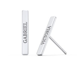 Engravable Long Bar Stud Earrings in 925 Sterling Silver