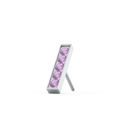 Petite Bar Single Stud with Accents in 925 Sterling Silver with Amethyst