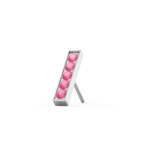 Petite Bar Single Stud with Accents – Sterling Silver with Ruby