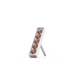 Petite Bar Single Stud with Accents in 925 Sterling Silver with Garnet