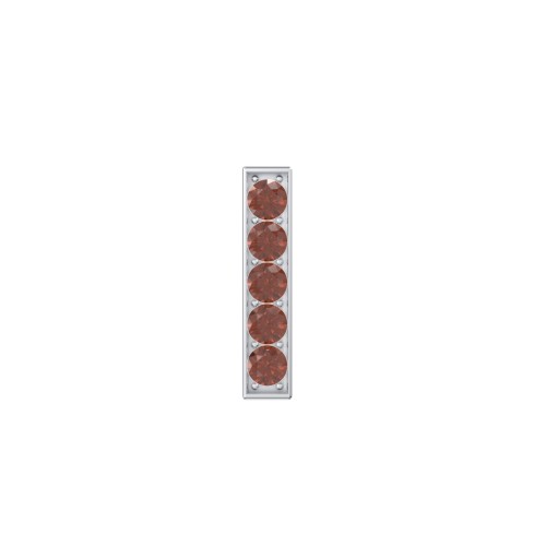 Petite Bar Single Stud with Accents – Sterling Silver with Garnet