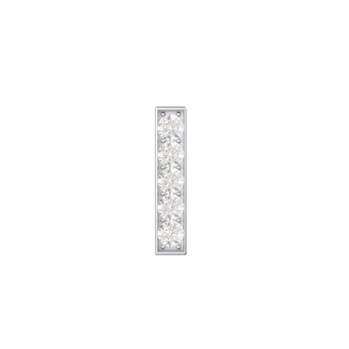 Petite Bar Single Stud with Accents – Sterling Silver with Cubic Zirconia