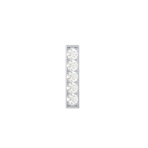 Petite Bar Single Stud with Accents – Sterling Silver with Lab Diamond