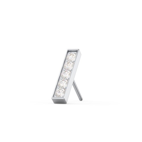 Petite Bar Single Stud with Accents – Sterling Silver with Diamond