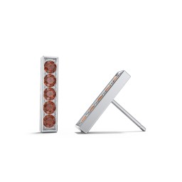 Petite Bar Stud Earrings with Accents in 925 Sterling Silver with Garnet