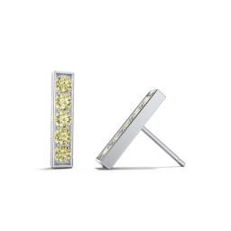 Petite Bar Stud Earrings with Accents in 925 Sterling Silver with Citrine