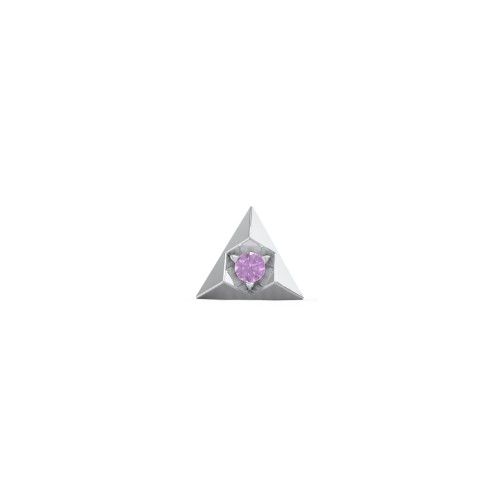 Pyramid Single Stud with Gemstones – Sterling Silver with Amethyst