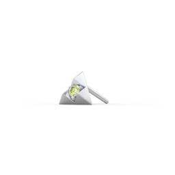 Pyramid Single Stud with Gemstones in 925 Sterling Silver with Peridot