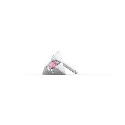 Pyramid Single Stud with Gemstones in 925 Sterling Silver with Pink Tourmaline