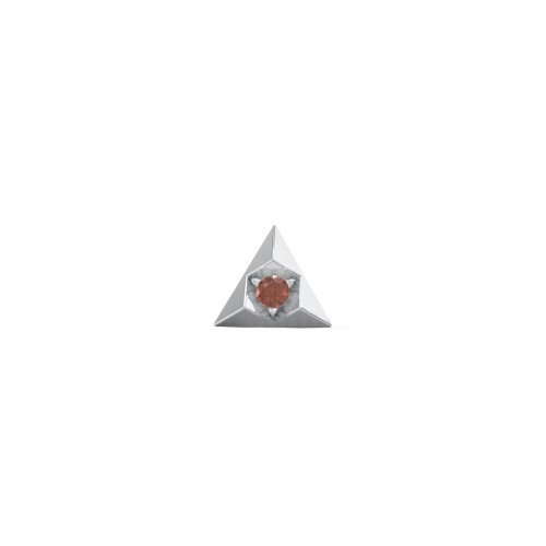 Pyramid Single Stud with Gemstones – Sterling Silver with Garnet